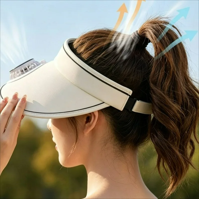 Cooling Solar Sunscreen Hat Visor Hat Empty Top Sunshade Beach Sunshade Caps Women Summer Outdoor Universal Solar Large Brim Cap