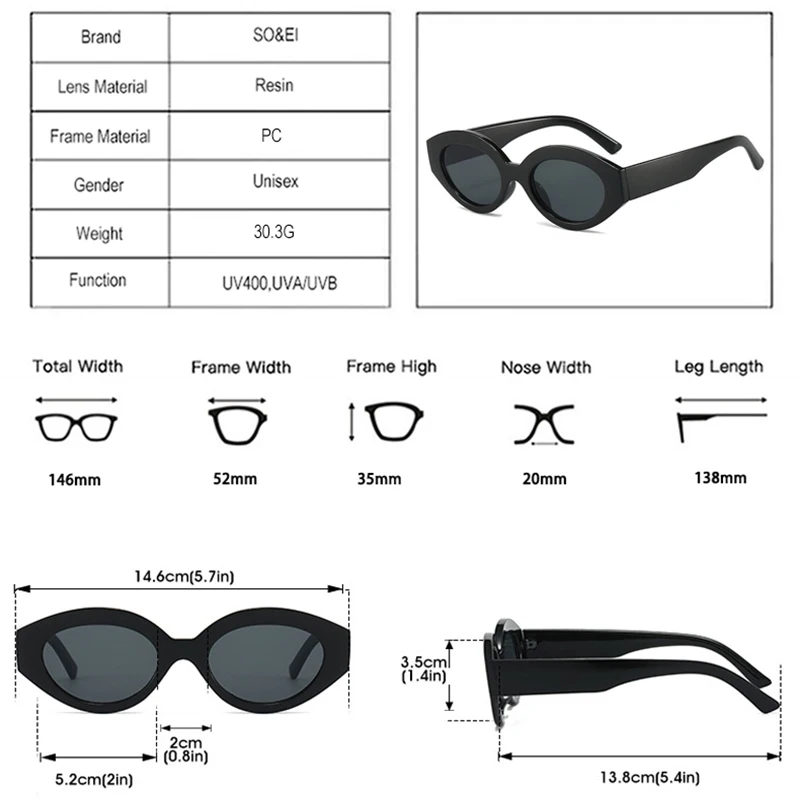 SO&EI Fashion Oval Women Sunglasses Shades UV400