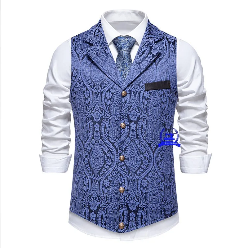 Мужской жилет с принтом, жилеты с принтом пейсли, 3-цветные костюмы, жилет с V-образным вырезом, жилет с лацканами
