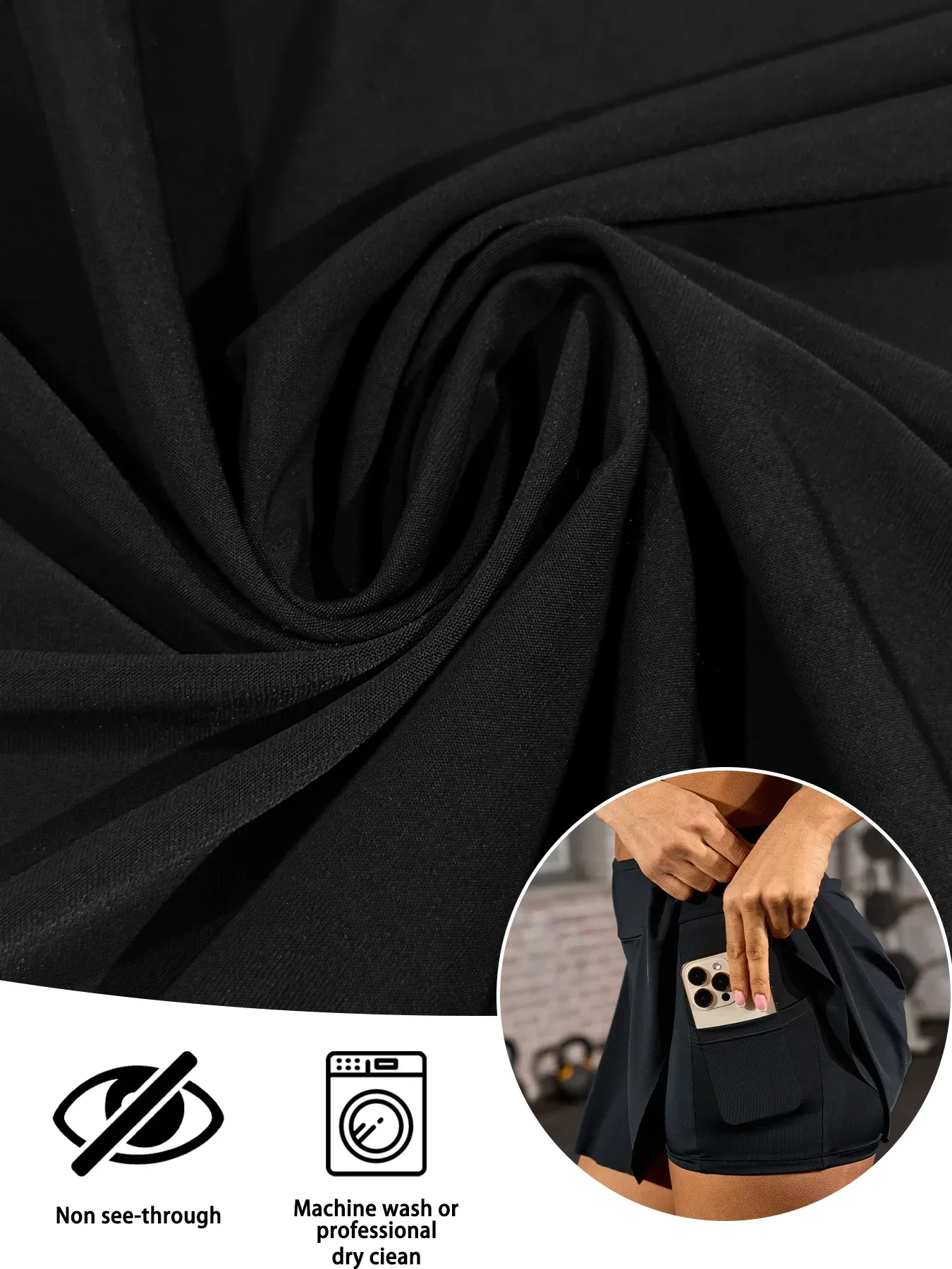 Saia esportiva super macia de camada dupla para mulheres, com bolsos de camada interna, saia de tênis de secagem rápida, saias de golfe para treino