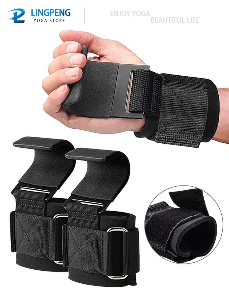 Gewichtheffen Haakgrepen Met Polsbandages Handstang Polsband Gym Fitness Haak Gewichtsband Pull-Ups Power Lifting Handschoenen - afbeelding 2