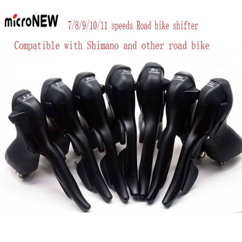 Cycling 7/8/9/10 Speed Shifter Bicycle Dual Control Levers Road Bike Shift Lever Derailleur Compatible for 22.2-23.8mm Handlebar