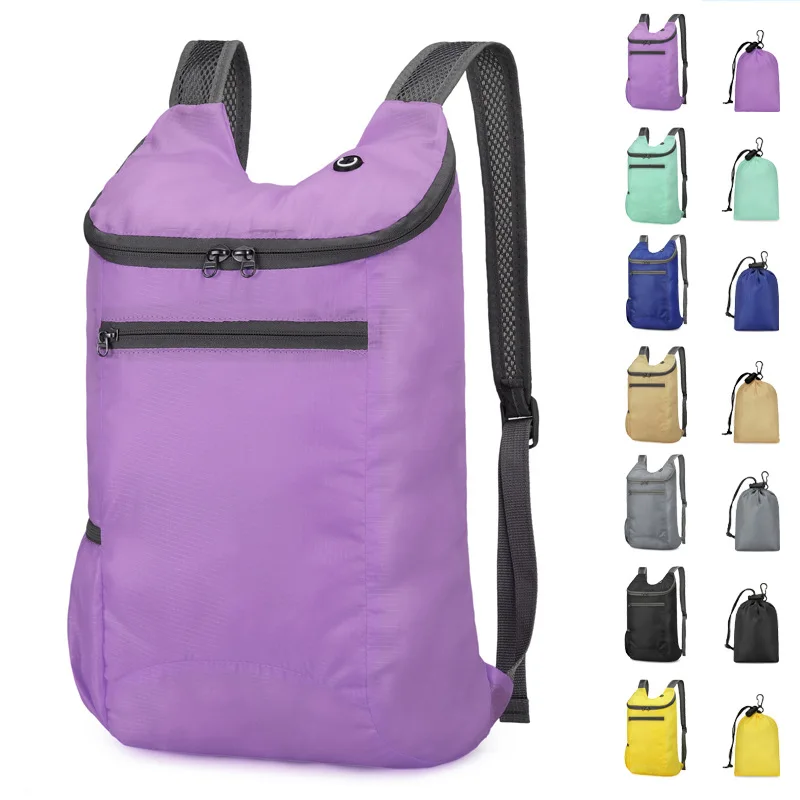 Waterproof polyester outdoor folding backpack, waterproof ultra-light casual hiking bag, men's and women's small backpack