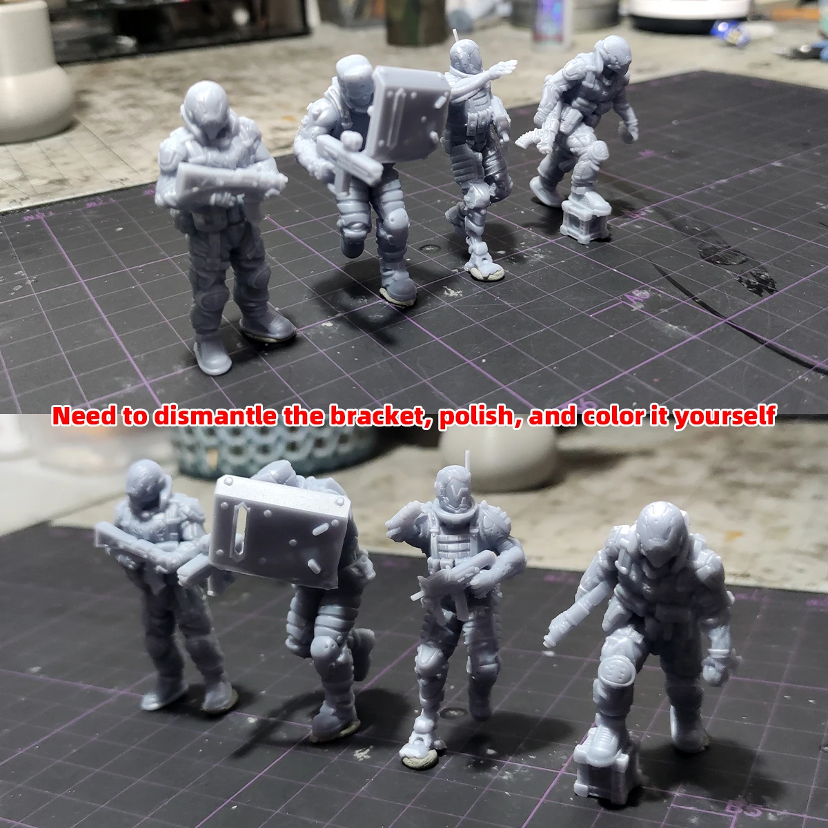 1/35/48 1/60 1/72 1/100 1/144 Modellbausatz 3D Harz Miniatur-Soldatenfiguren Diorama Unbemalt Cyberpunk Taktisches Team DIY – Detail 2