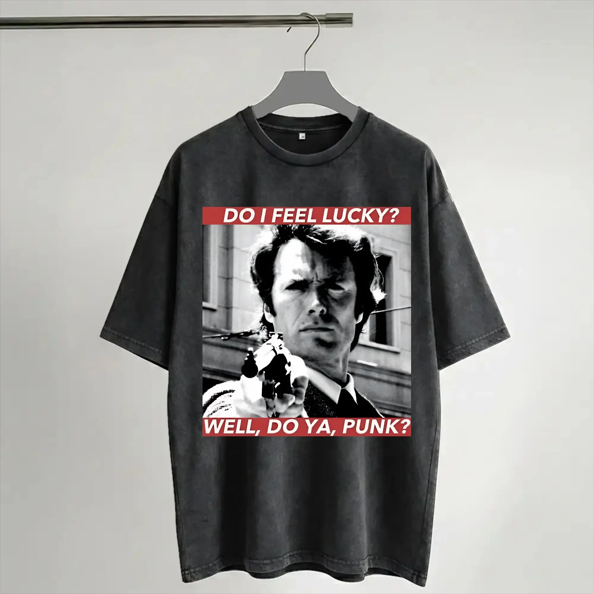 Dirty Harry Clint Eastwood T Shirt Hip Hop Washed Cotton Street T-Shirts  Novelty Men Women Streetwear Printed Tee Shirt