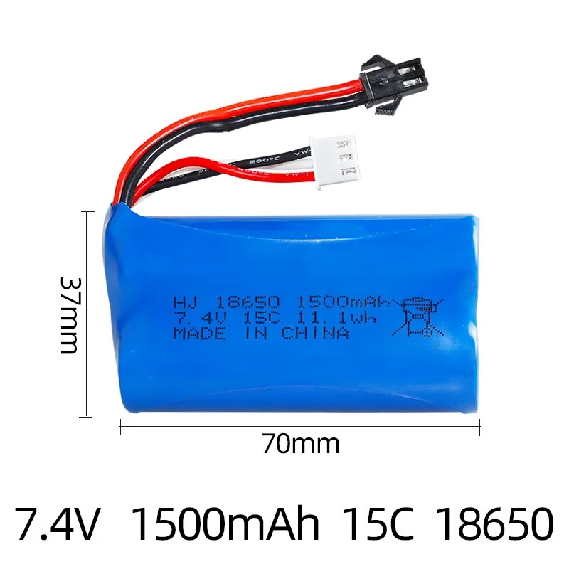 SM-2P 7.4V 1500mAh 18650 akumulator litowo-jonowy/USB dla WPL MN99S D90 U12A S033g Q1 H101 18301 18302 18311 18312 104310 R/C łódź samochodowa