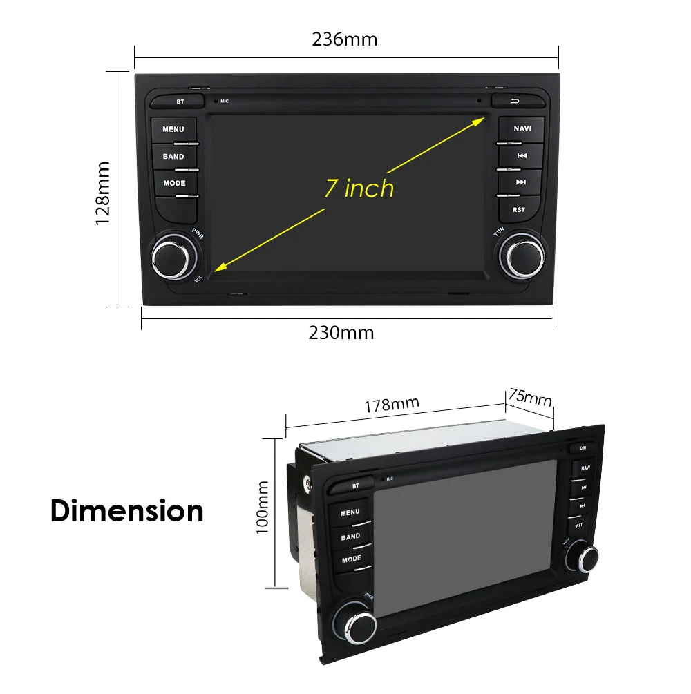 7 ''Autoradio für Audi A4 B6 S4 RS4 Sitz Exeo Android 14 Autoradio BT GPS WIFI F