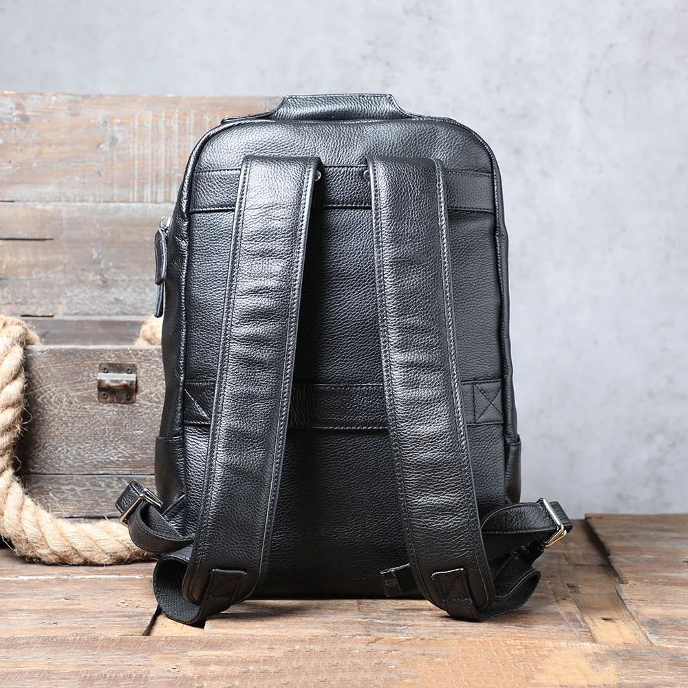S.WORKER Lässiger Rucksack aus echtem Leder für Herren, 15-Zoll-Laptop-Rucksack aus Rindsleder, handgefertigt, modischer Preppy-Stil, Schultasche – Detail 10