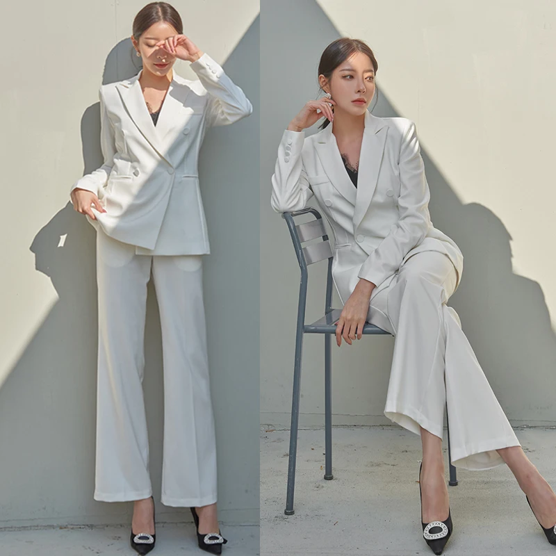 

Faionable Korean Sle White Suit Set for Women Profional Interview Workwear Slimming Spring Autumn New Arrival High End...