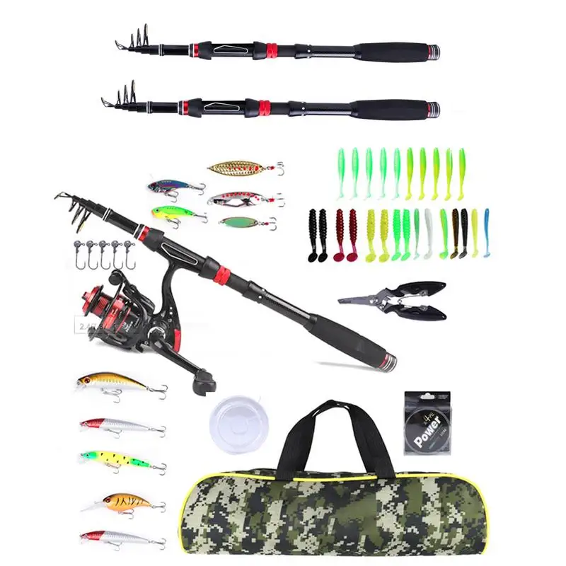 

Fishing Pole Kit Telescopic Fishing Rod and Reel Combo Kit Portable Fishing Gear Set for Beginner Adults Saltwater Freshwater