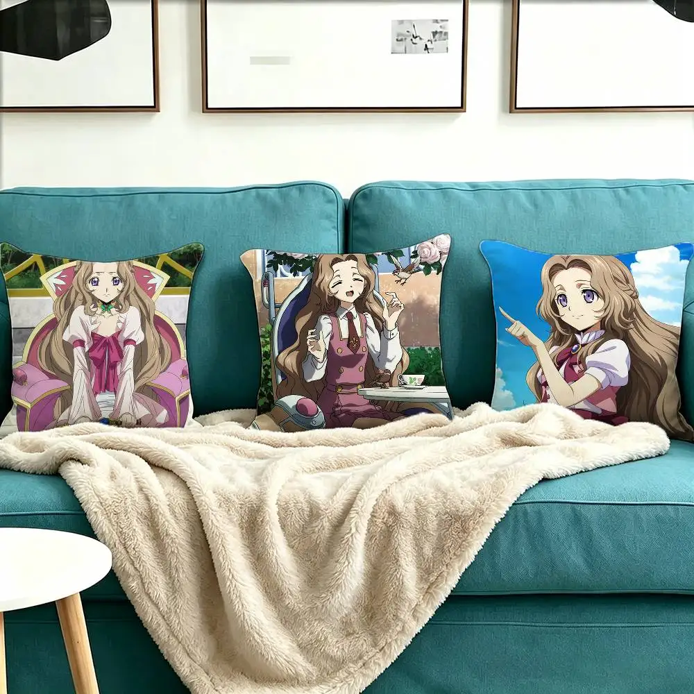 C-Code Geass Nunnally vi Britannia Pillow Case Square Double-Sided Sofa Cushion Cover Bedroom Bedside Pillow