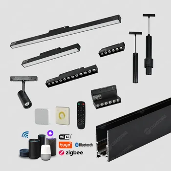 Dali Tuya 디밍 가능 LED 트랙 라이트, 알루미늄 오목 트랙, 마그네틱 조명 시스템, 48V 자석 플러드, 0-10V, 새로운 트렌드