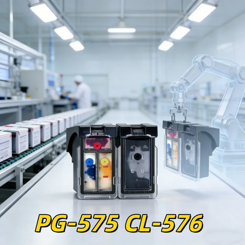 

PG-575 CL-576 Refillable Ink Cartridge Compatible for Canon Pixma TS3550i TS3551i TR4750i TR4751i Printer Easy Refill PG575 576
