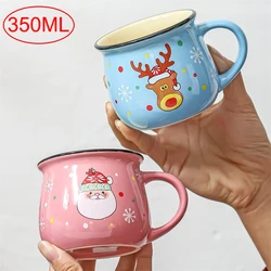 350ML Large Christmas Gift Ceramic Mug Santa Elk Mousse Cup Ceramic Coffee Cup For Office Home Milk Coffee Tea Cups Xmas Gift