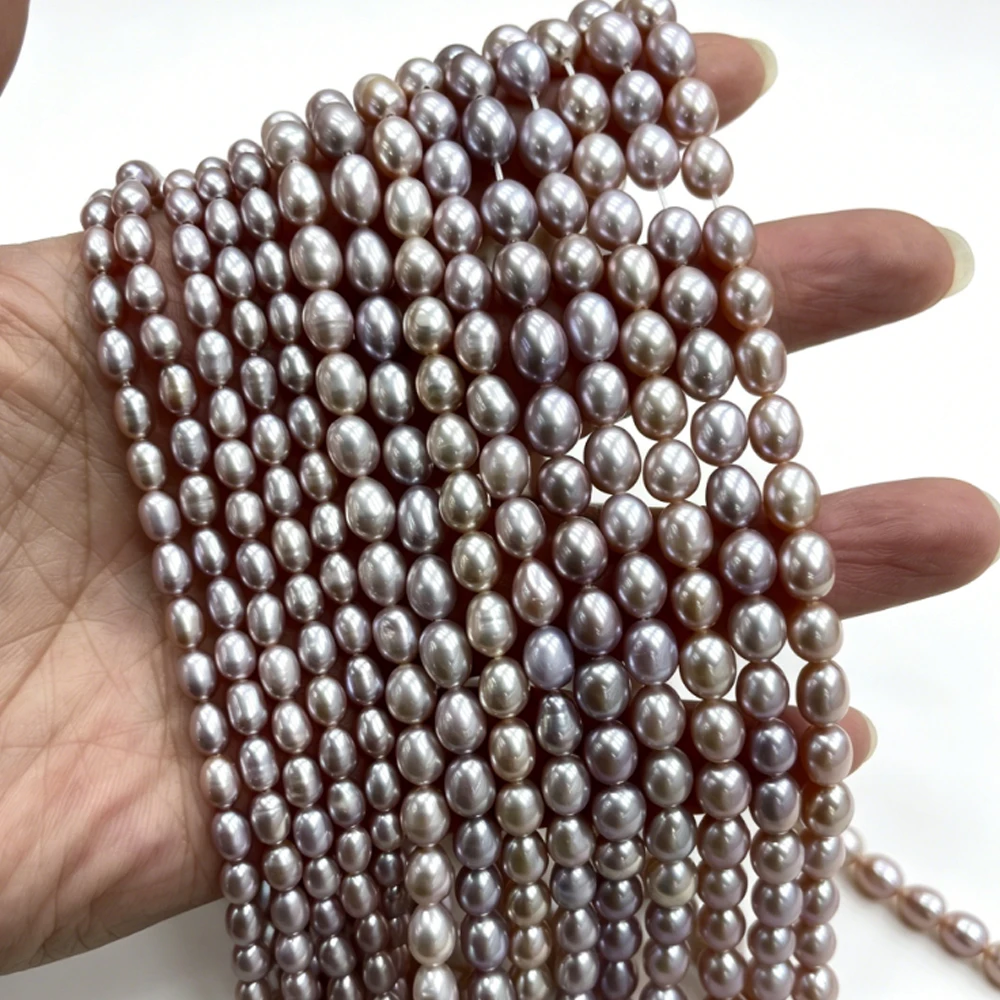 

AAAA Grade 4–7mm High-Quality Purple Rice-Shaped Natural Freshwater Pearls Loose Beads for Jewelry Making DIY Necklaces Bracelet