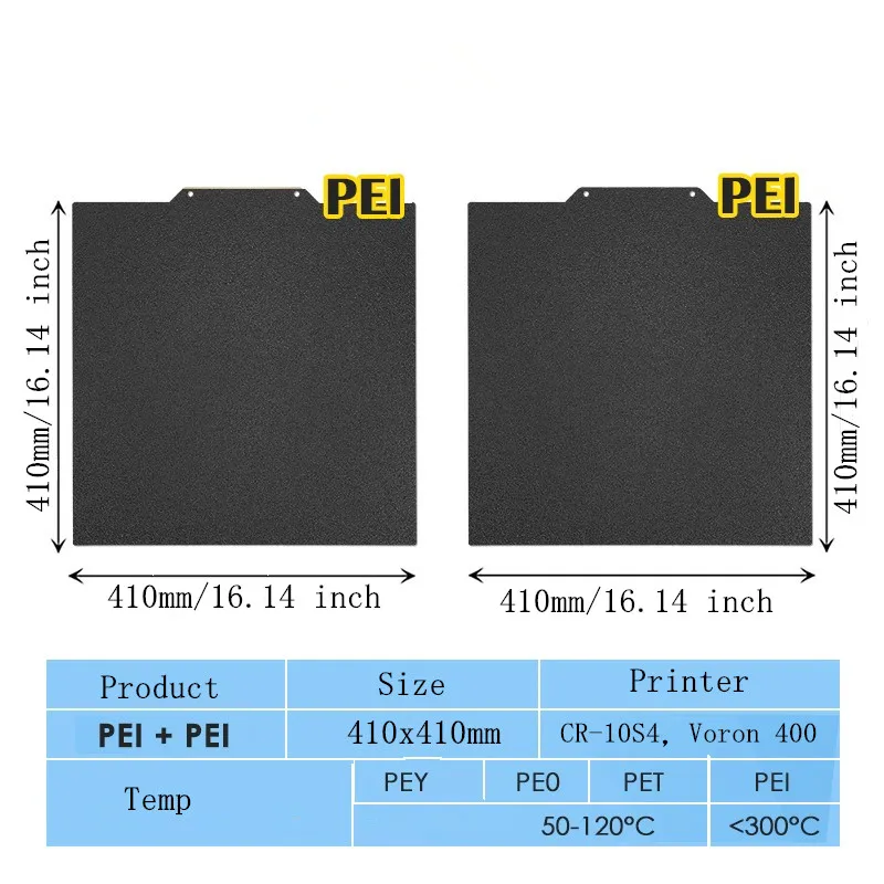 Imagem -03 - Energética-double Sided Texturizado Pei Primavera Aço Placa de Construção Magnética Impressoras 3d Cr10 S4voron 400vorn Núcleo xy 410x410 mm