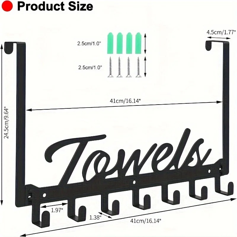 

Heavy Duty 7-Hook Over-The-Door Organizer - Sturdy Space-Saving Rack for Bath, Bedroom, Kitchen & Pool - Mountable, Holds Towels