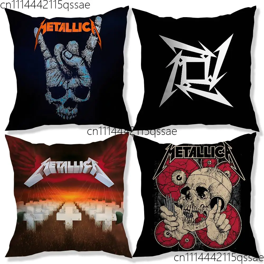 M-Metallica Band Pillow case Printed Polyester Throw Pillow Cover Decorative Sofa Cushion Pillowslip Home Decor