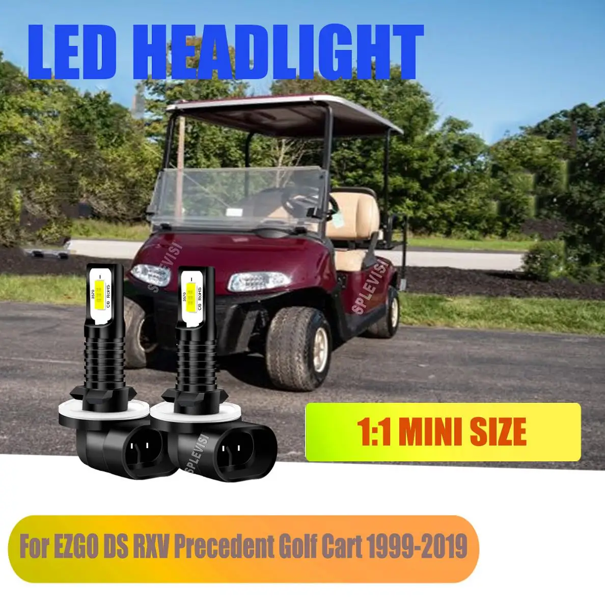 881 896 898 LED 6000K White Headlight Bulbs- For EZGO DS RXV Precedent Golf Cart 1999 2000 2001 2002 2003 2004 2005 2006-2019