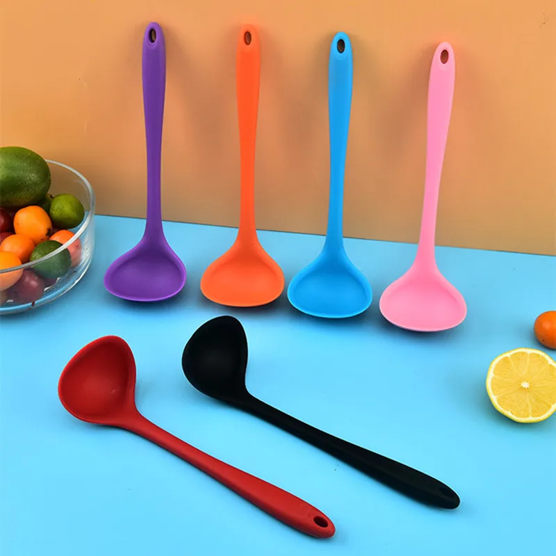 Small Thickened Silicone Spoon Tableware Japanese kitchen Saucepan Ramen Noodles Ladle Tablespoons Chinese Soups Catering Scoop