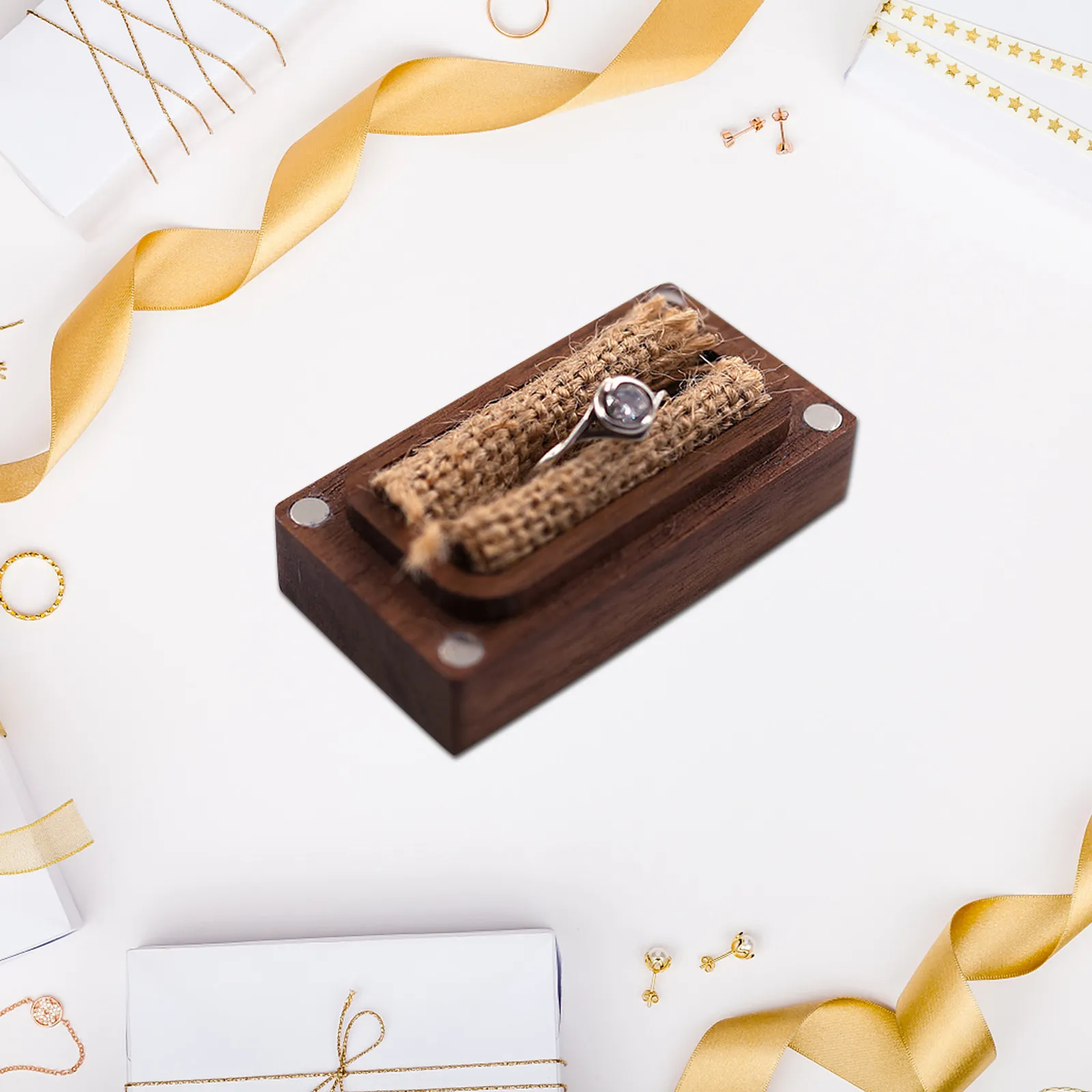 Creative Wood Ring Case Mini Finger Ring Box Storage Wedding Engagement Proposal Jewelry Organizer Jewelry Holder