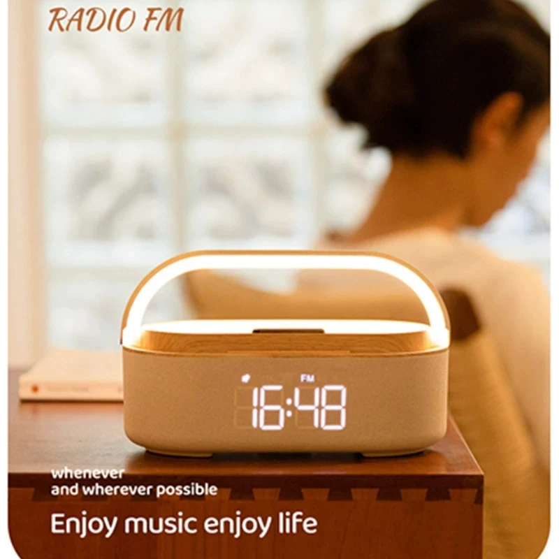 

Bluetooth-динамик с беспроводной зарядкой, многофункциональная подставка для мобильного телефона, настольная настольная лампа для спальни