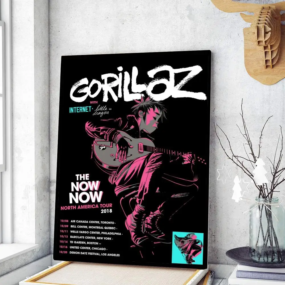 Retro Music Gorillaz Poster Vintage Posters Sticky Retro Kraft Paper Sticker DIY Room Bar Cafe Kawaii Room Decor