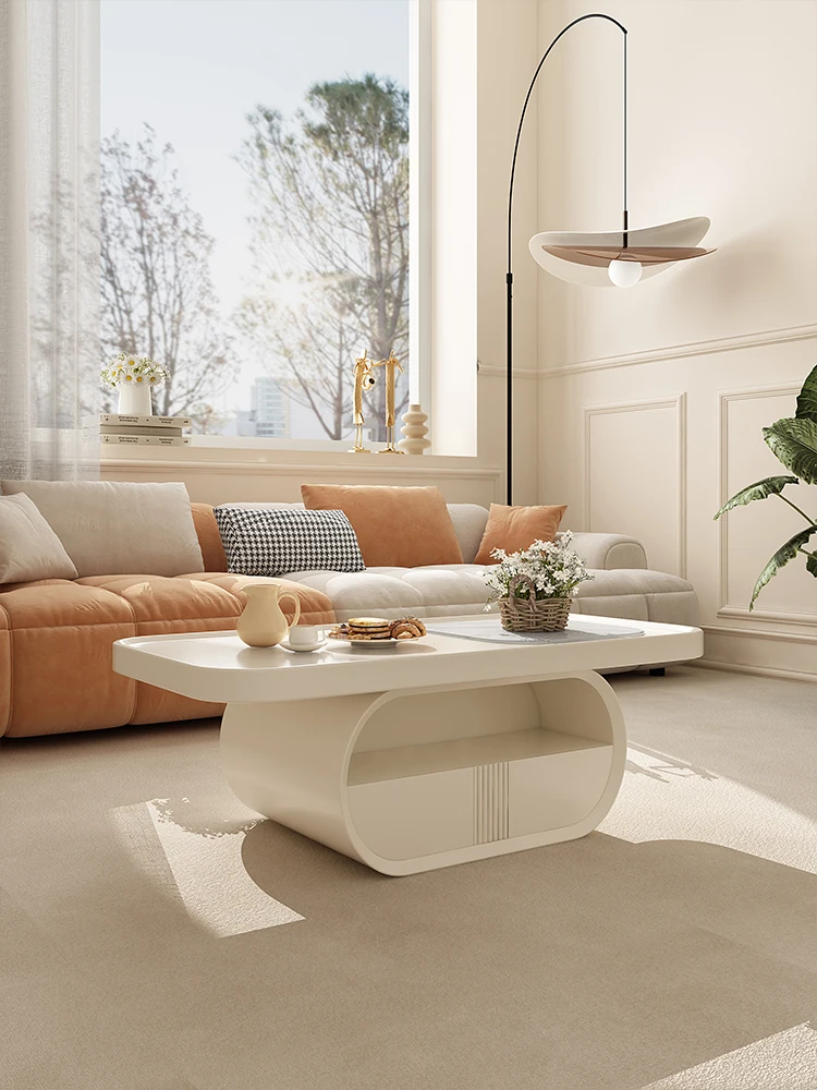 Rectangular Coffee Table Cream Style Living Room Stone Plate Small Coffee Table Simple Modern Creative Coffee Table