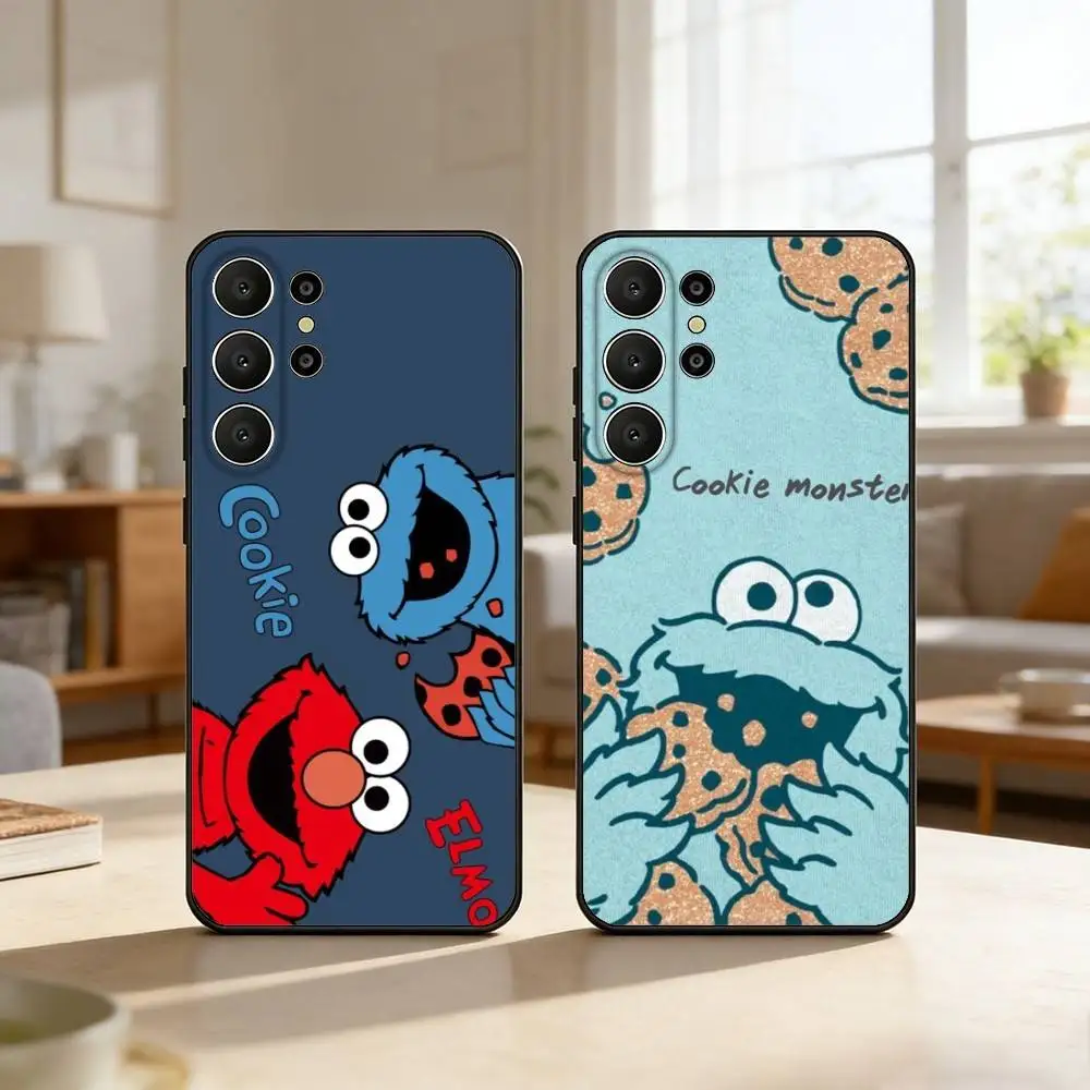 

C-Cookie-M-Monster Funny Phone Case For Samsung S26,S25,24,23,22,30,21,10,9,Ultra,Plus,Lite,FE Soft Black Case