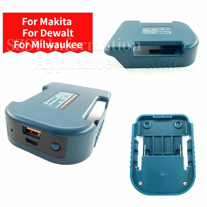 Power Bank Adapter for Makita 14.4V 18V lithium-ion Batteries with USB & Type-C Fast Charging Power Wheel Adapter USB Charger