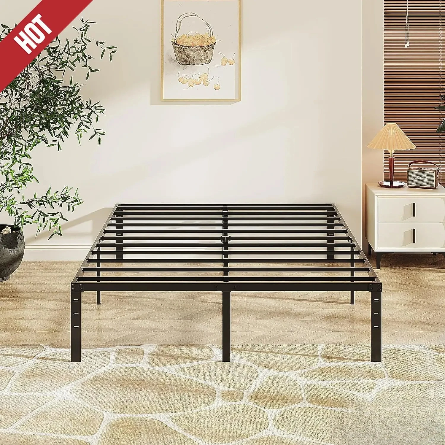 

12 Inch Full Bed Frame, Heavy Metal Platform, No Box Spring Needed, Steel Slat Support, Easy Assembly, Noise-Free