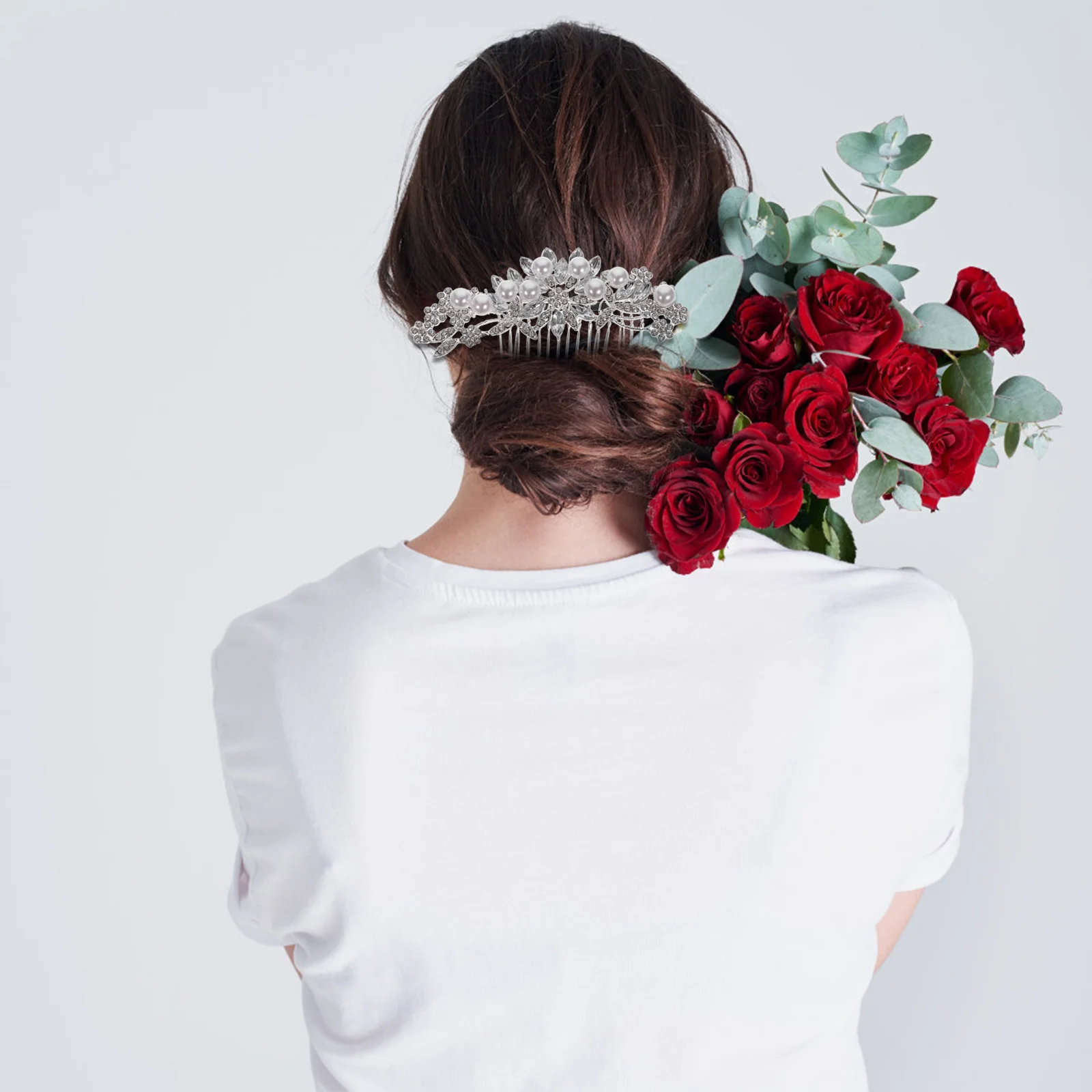 سبائك الزفاف حجر الراين حزب سبيكة الأزياء غطاء الرأس الزفاف الشعر الإدراج مشط كريستال الشعر الإدراج مشط #4