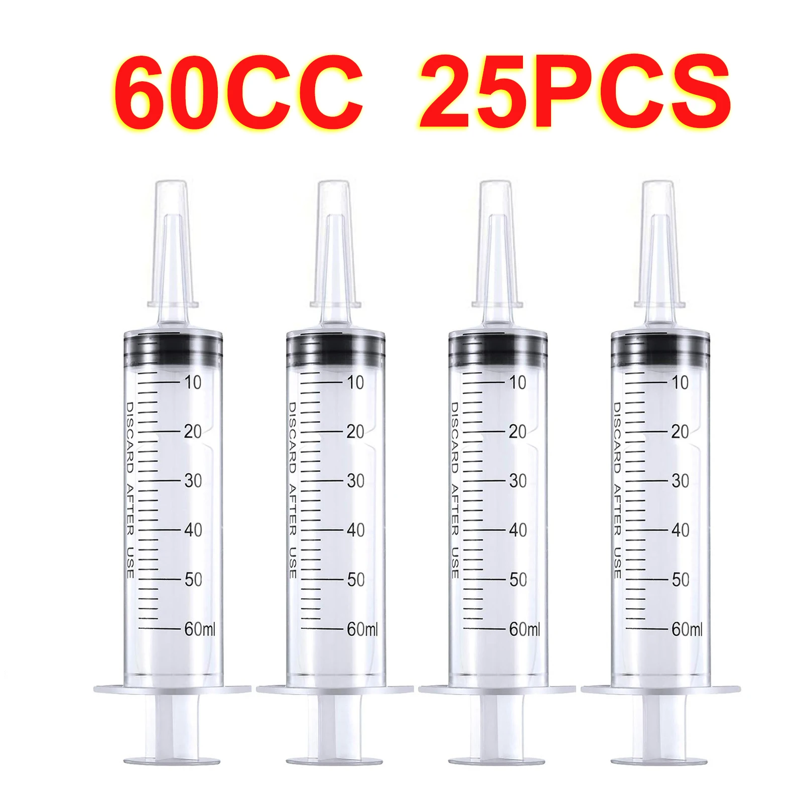 25 упаковок, 60 мл/куб. см. пластиковый шприц с крышкой, стерилизованные индивидуально герметичные инструменты для дозирования для научной лаборатории, заправки жидкостей
