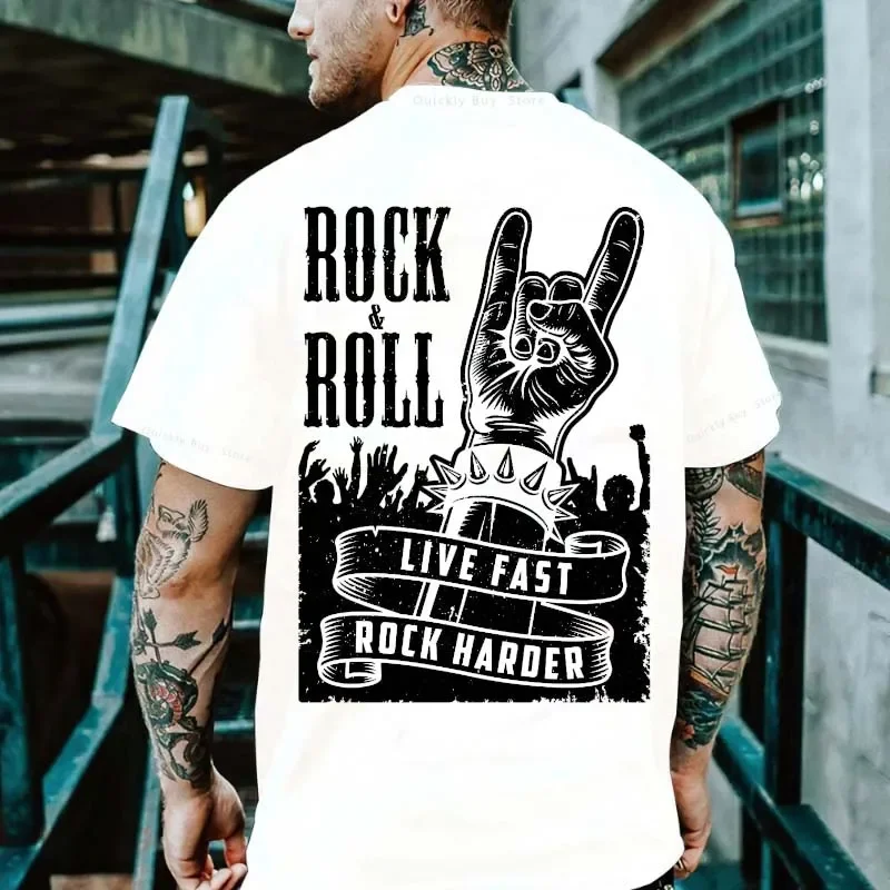 Rock N Roll Men's Clothing ModaL Men T-shirt  Music Essential T-shirts Summer Y2k Tops Harajuku Punk 80s90s Graphic Women's Tees