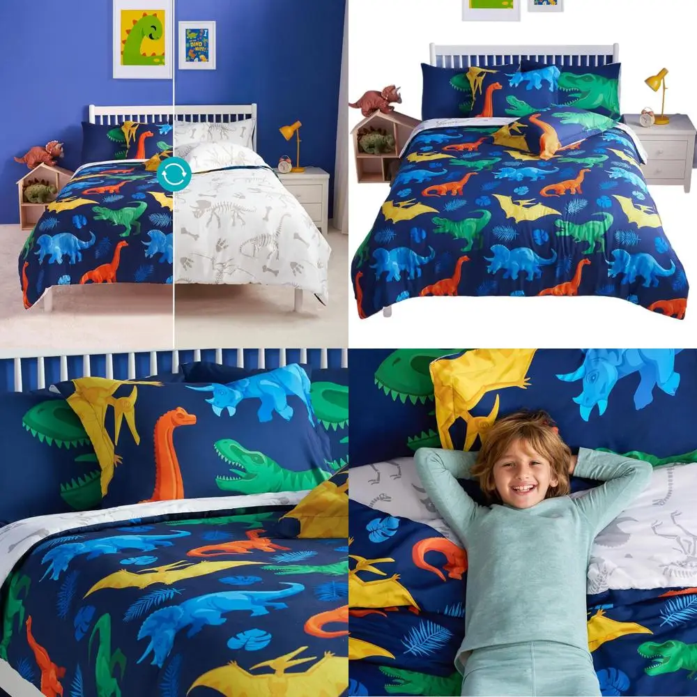 

Комплект одеял «Динозавр» из 7 предметов: мягкое постельное белье из микрофибры с простынями, наволочками и шамс