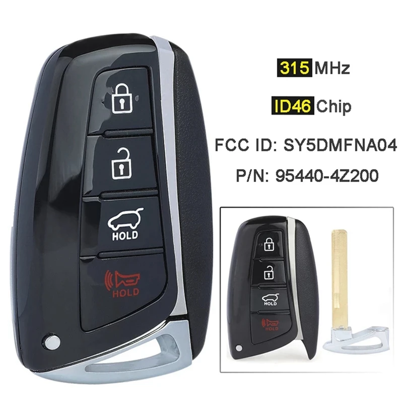 Chave esperta do carro com escudo, ferramenta chave remota, microplaqueta, Hyundai Santa Fe, FCCID 95440-4Z200, SY5DMFNA04, ID46, 2013-2018