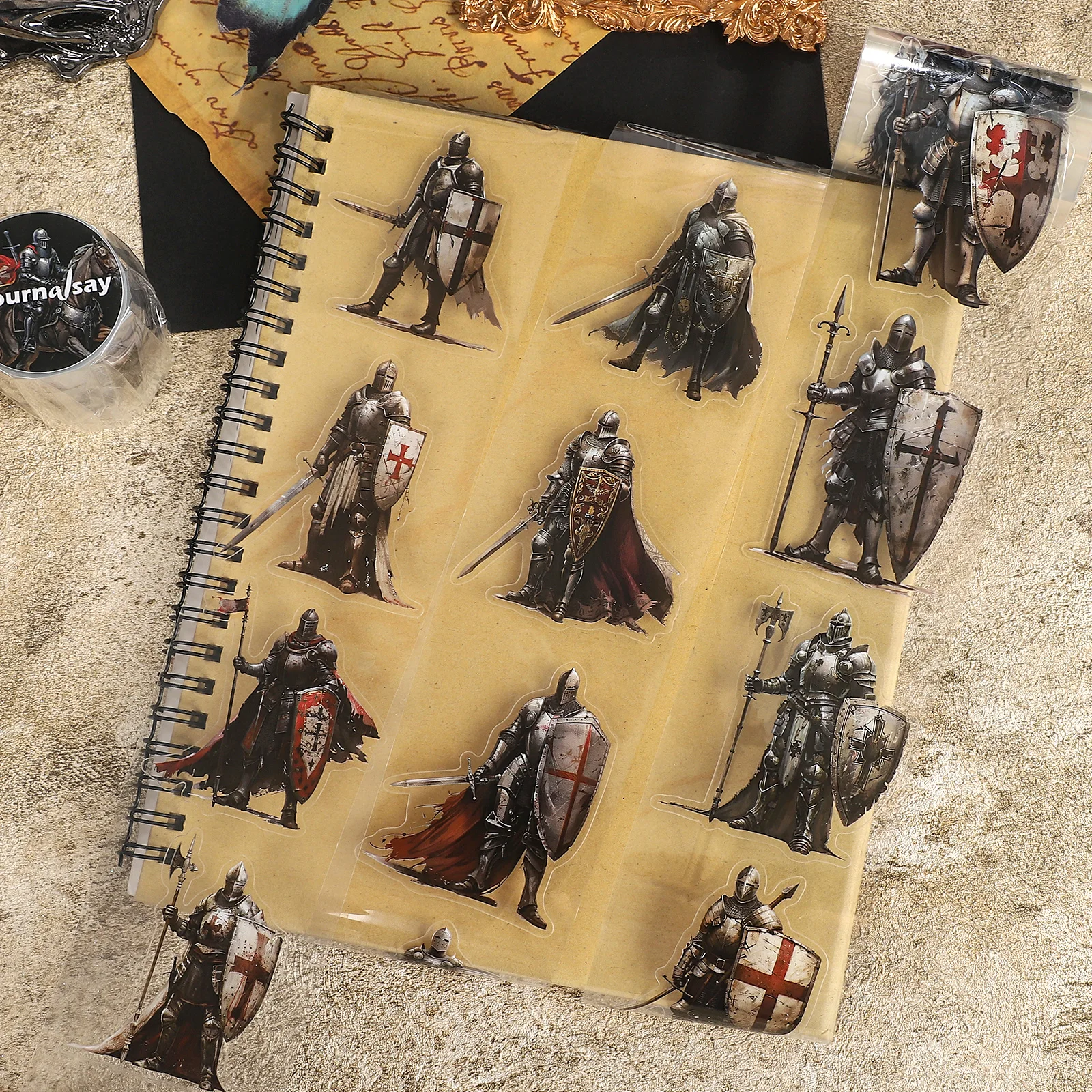 

60mm*200cm Vintage Medieval Knights Landscape PET Tape Creative DIY Journal Material Collage Scrapbook Stationery