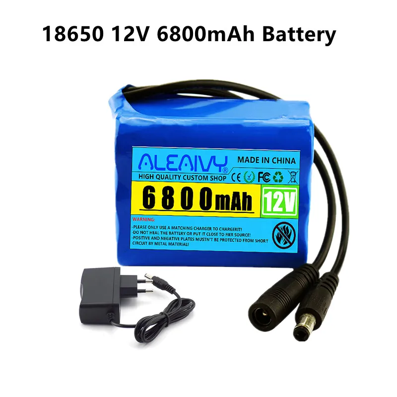 

12V 6800mAh battery 18650 6.8Ah rechargeable battery BMS lithium battery pack, with protective plate+charger