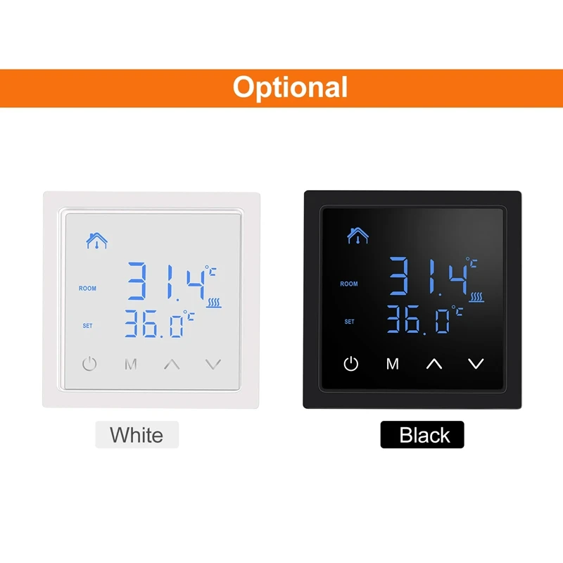 Termostato inteligente, controlador de temperatura de calefacción de suelo de 16A con pantalla táctil LED, Control de calefacción eléctrica de 85-265V