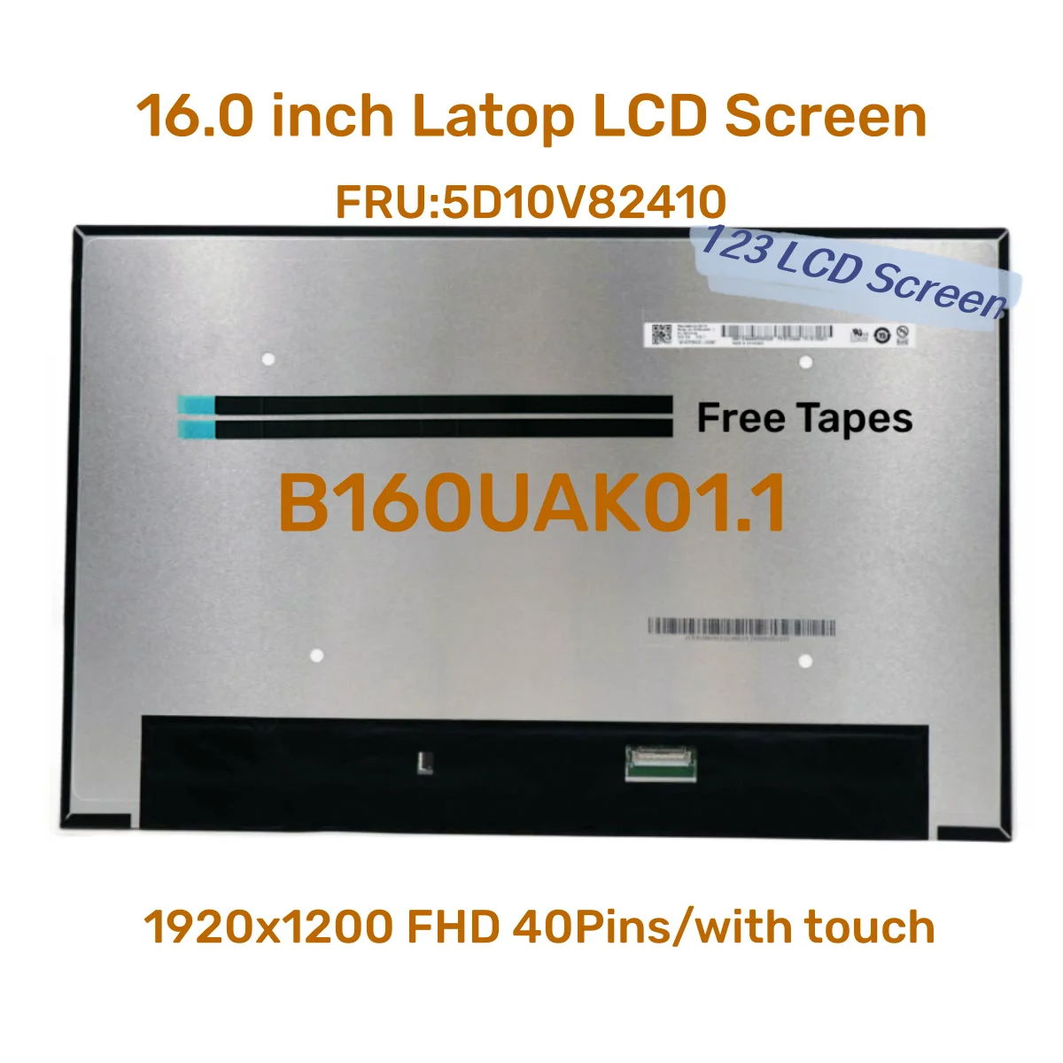 Display Touch a celle muslimate pannello a matrice 16.0 "FHD 1920x1200 IPS Laptop LCD Touch Screen EDP 40pin