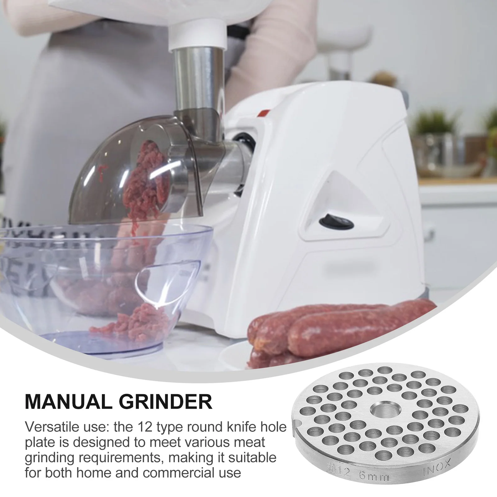 

Meat Grinder 12 Type Stainless Steel Round Knife Hole Disc Manual Kitchen Tool Precision Cutting Accessories Set