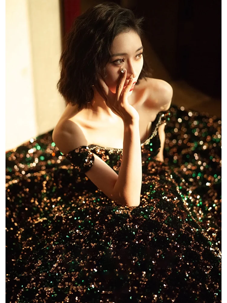 

Вечернее платье Ele Bla-oulder с бисером и тяжелой вышивкой, приталенное, длинное, для торжественных мероприятий