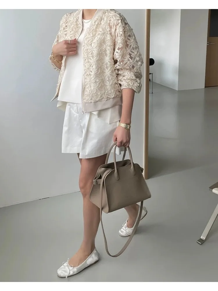 Trendy Loose Thin Outerwear Women Jacket New Spring Autumn Fashion Lace Top Casual Basic Coat Female Embroidery Clothes