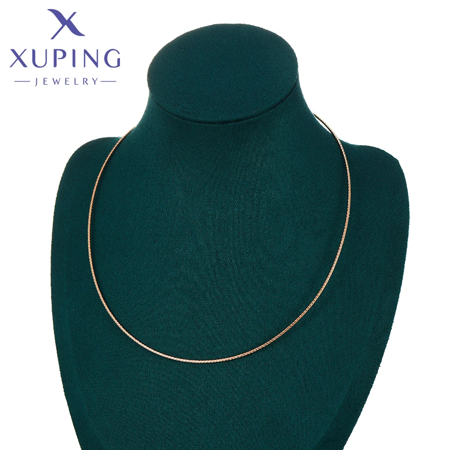 Xuping Jewelry Trendy Style Simple Charm Choker Chain Gold Color Necklace for Women Ladies 45cm Jewellery Gift X000787317