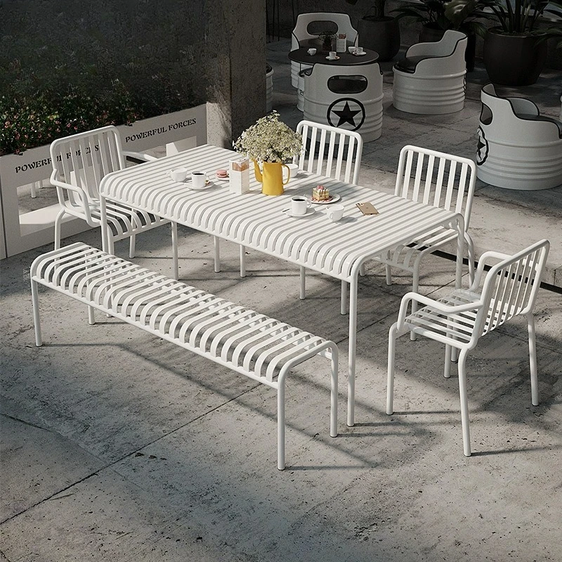 

Outdoor garden metal table and chair café one table and four chairs combination open-air rainproof and sunproof balcony table an