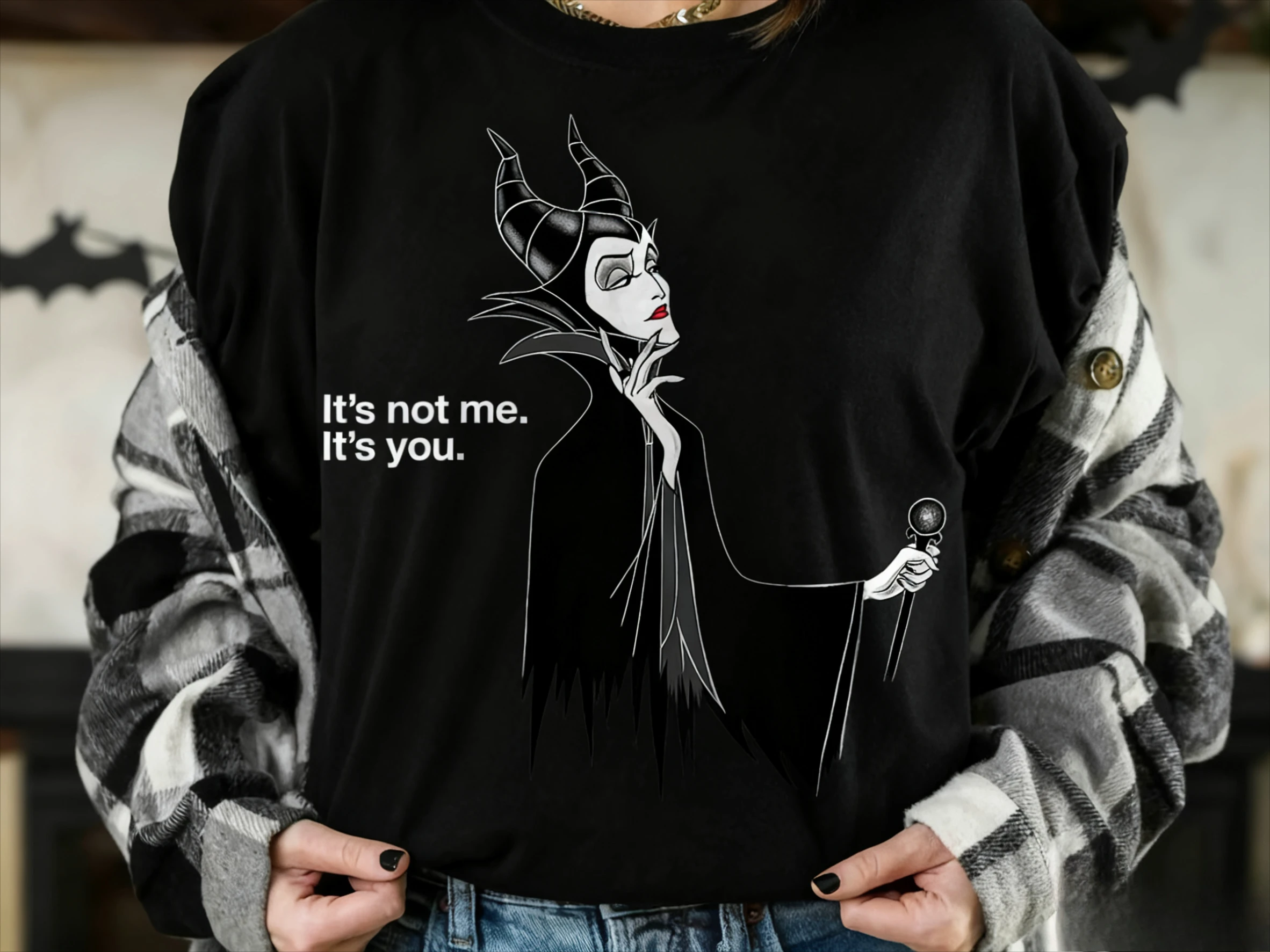 Verano 2025 Nuevo villano maléfica, puro algodón Bella Durmiente princesa Aurora de manga corta, talla grande