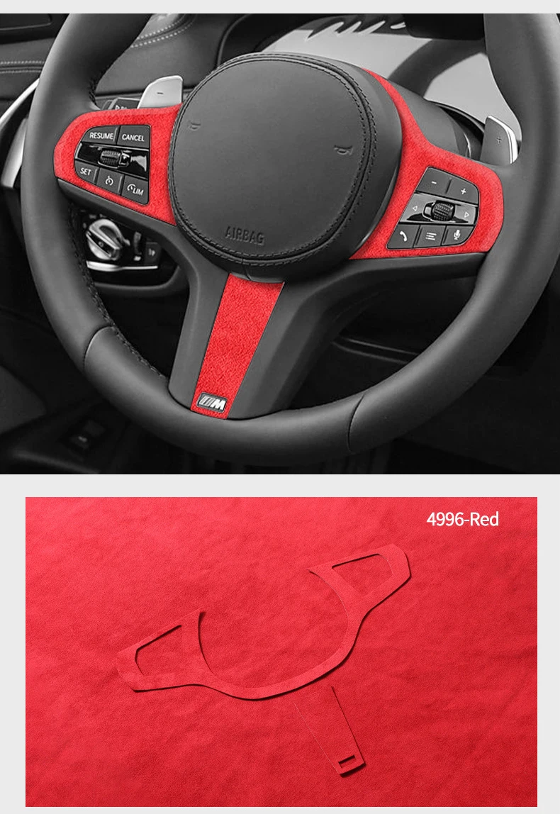 Hergestellt aus Alcantara für die neue BMW-Serie, passend für G-Chassis, Auto-Lenkradverkleidung, Styling-Aufkleber, 2-teiliges Auto-Innenzubehör – Detail 12