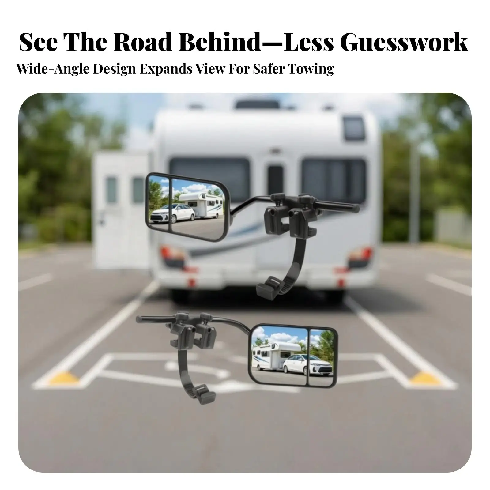 Truck RV Trailer Mirror with Metal Mounting Bracket for Camping Cargo Towing on Highway
