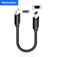Type C to Mini USB cable Ultra short USB C to USB mini-5pin charging data cable cord for MP3 MP4 GPS Camera Dash Cam HERO 3+