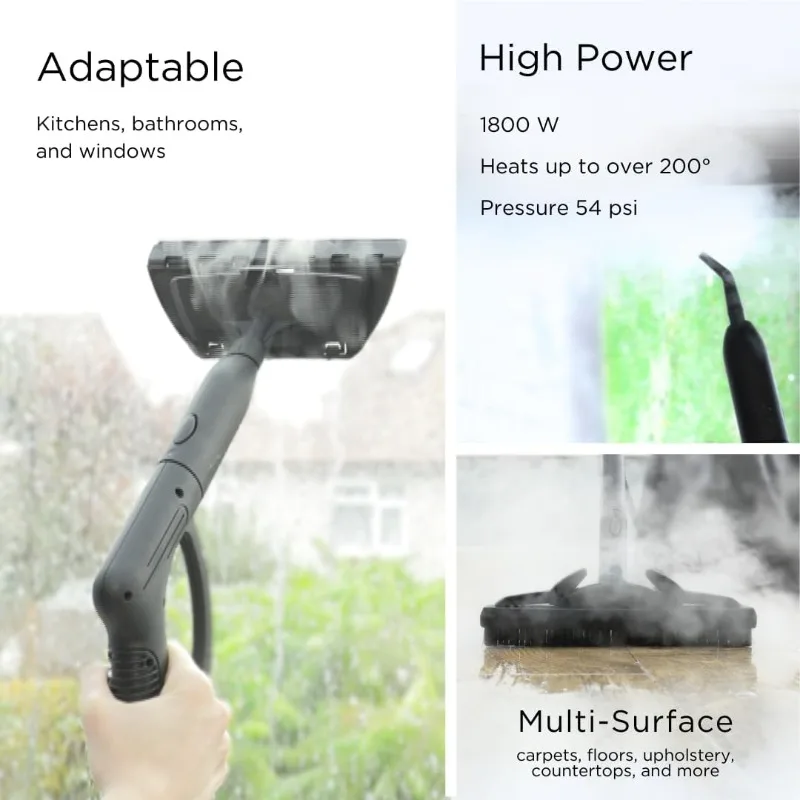 منظف بخار Ewbank 1800 وات، مع المرفقات، السجاد، البلاط، الأرضيات، السيارة، المفروشات، الحمام، المطبخ، النوافذ، الجص